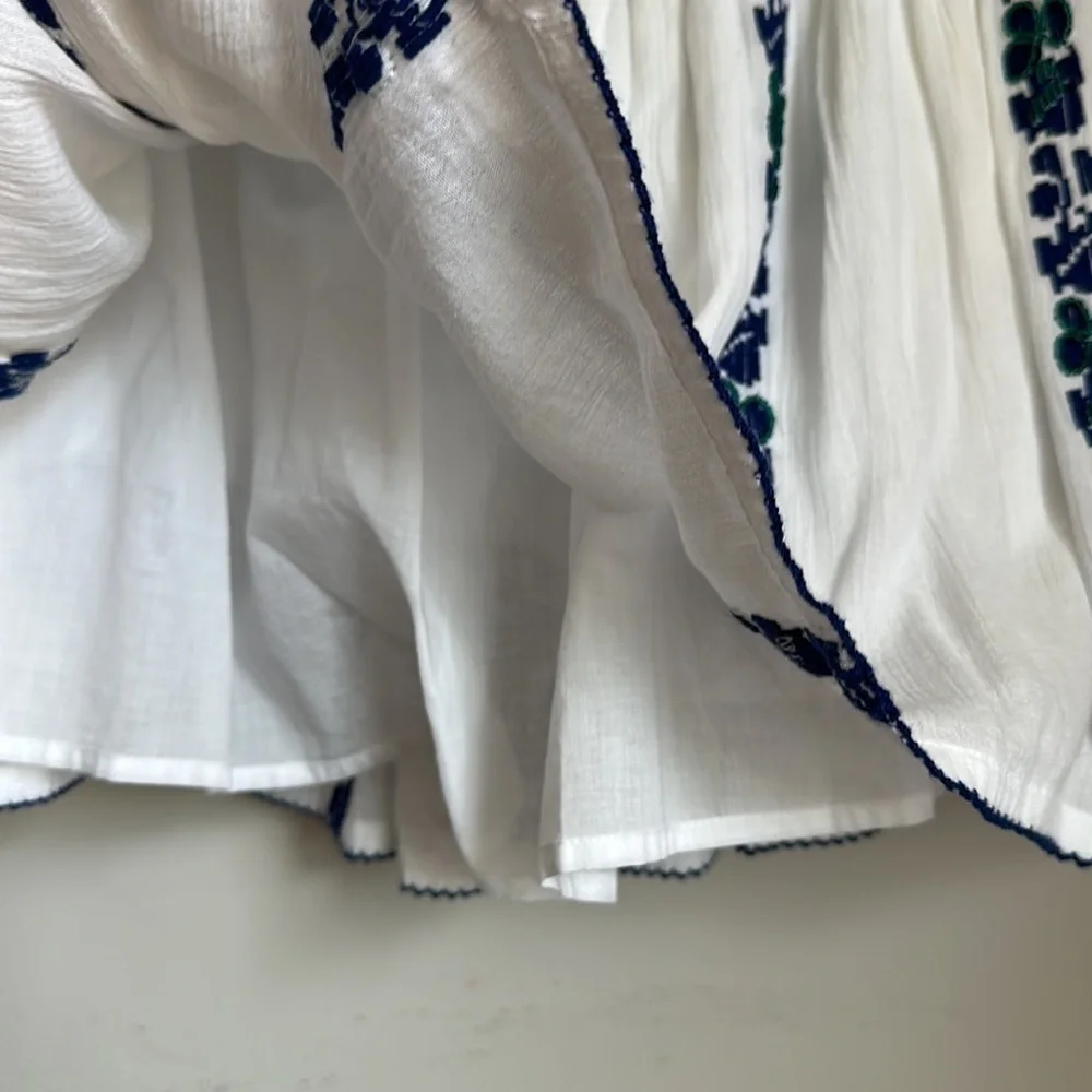Tory Burch Alexandria Cotton Embroidered Beaded Flowy Summer Skirt